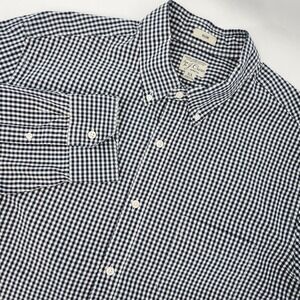 J.Crew Navy Gingham Plaid Slim Button Down Shirt Mens XL Classic Preppy Casual